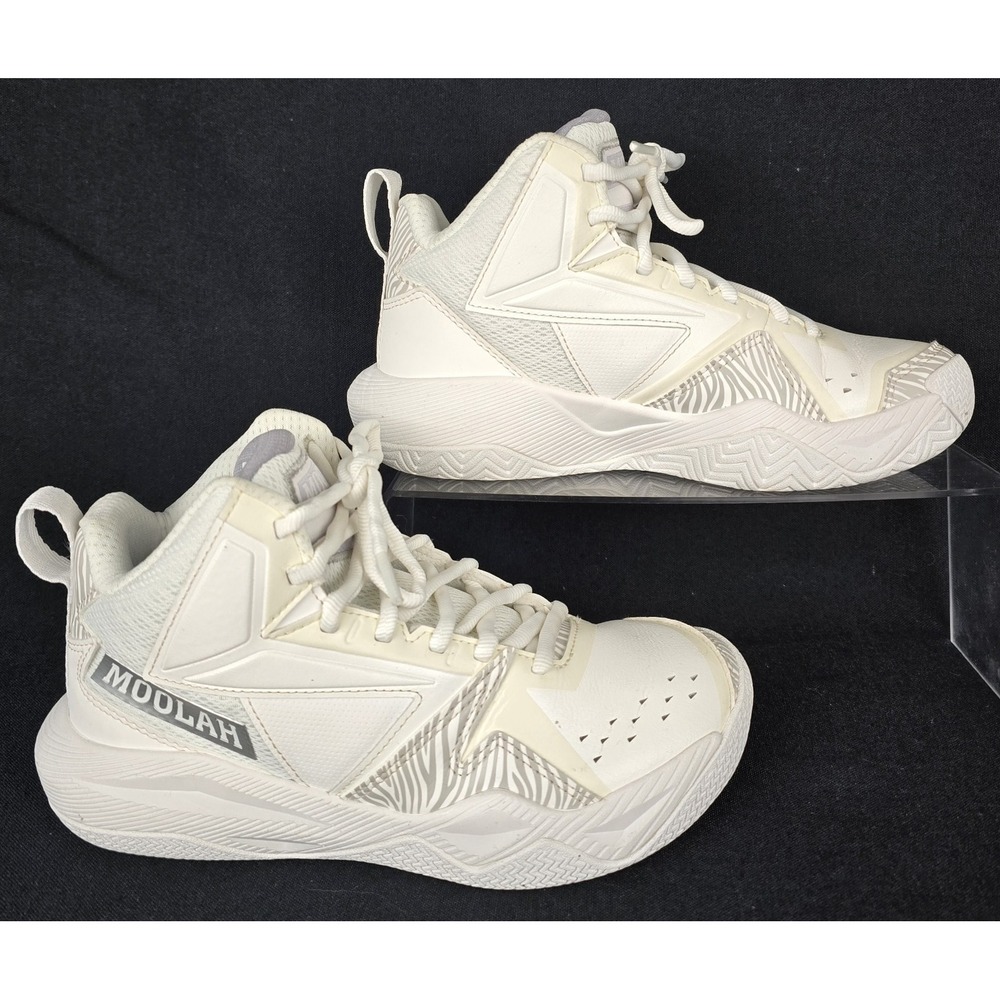 MOOLAH Girls Sz 3.5 Kicks MPB Press Break Basketball Shoe White Gray Mid Sneaker
